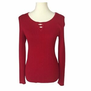 Croft and Barrow Knit Top Scoop Neck Red M